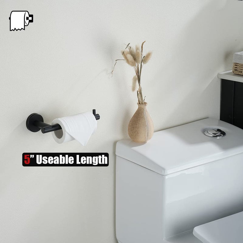 JQK Black Toilet Paper Holder, 5 Inch 304 Stainless Steel Thick 0.8mm Tissue Paper Dispenser, Matte Black Wall Mount, TPH100-PB - Image 3